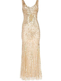 Apricot 1920s Glitter Maxi Dress