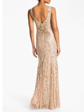 Apricot 1920s Glitter Maxi Dress