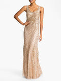 Apricot 1920s Glitter Maxi Dress