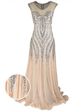 1920s Sequined Elegant Maxi Dress