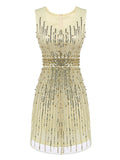 [US Warehouse] Beige 1920s Sequined Embellished Dress
