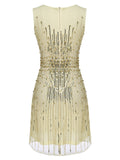 [US Warehouse] Beige 1920s Sequined Embellished Dress