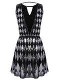 [US Warehouse] Black 1920s Sequined Backless Geometric Dress