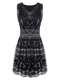 [US Warehouse] Black 1920s Geometric Sequined Dress