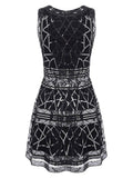 [US Warehouse] Black 1920s Geometric Sequined Dress
