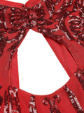 Red 1920s Sequined Keyhole Dress