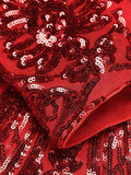 Red 1920s Sequined Keyhole Dress