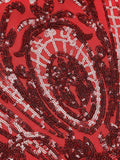 Red 1920s Sequined Keyhole Dress