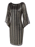 [US Warehouse] Gold 1920s Sequined Flare Sleeve Dress