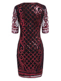 [US Warehouse] Wine Red 1920s Sequined Embellished Dress