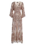 Apricot 1920s Sequined Maxi Cover-ups Dress