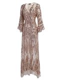 Apricot 1920s Sequined Maxi Cover-ups Dress