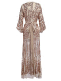 Apricot 1920s Sequined Maxi Cover-ups Dress