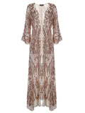 Apricot 1920s Sequined Maxi Cover-ups Dress