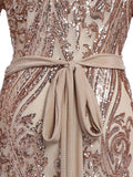 Apricot 1920s Sequined Maxi Cover-ups Dress