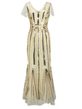 [US Warehouse] 1920s Cap Sleeve Sequined Embellished Dress