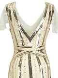 [US Warehouse] 1920s Cap Sleeve Sequined Embellished Dress