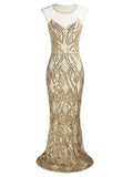 1920s Sequined Embellished Maxi Dress