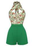 Green 1950s Strawberry Halter Romper