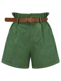 Dark Green 1960s Solid Vintage Shorts
