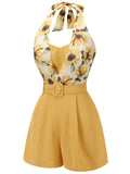 [US Warehouse] Yellow 1950s Sunflower Halter Romper