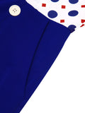 [US Warehouse] Blue 1950s Polka Dot Buttoned Romper