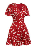 Red 1930s Polka Dot Ruffle Romper