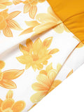 Yellow 1950s Spaghetti Strap Floral Romper