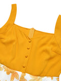 Yellow 1950s Spaghetti Strap Floral Romper