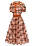 Orange 1940s Houndstooth Doll Collar Dress