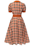 Orange 1940s Houndstooth Doll Collar Dress