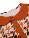 Orange 1940s Houndstooth Doll Collar Dress