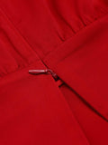 2PCS 1940s Red Tie-Up Blouse & Black Pants