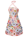 Pale Pink 1960s 3D Flower Mini Dress