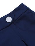 Navy Blue 1950s Solid Button Shorts