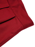 Red 1950s Pleated Turn Over Shorts