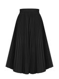 Black 1950s Elegant Pleated Skirt