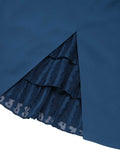 2PCS Navy Blue 1960s Stand Collar Shirt & Solid Wrap Skirts