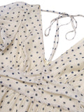 1950s Beige Polka Dot V-neck Dress