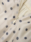 1950s Beige Polka Dot V-neck Dress