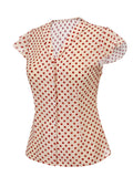 1950s Red Polka Dot Fly Sleeve Blouse