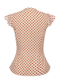 1950s Red Polka Dot Fly Sleeve Blouse