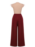 2PCS 1950s Red Polka Dot Blouse & Burgundy Pants