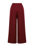 Red 1950s Burgundy Button Wide leg Pants