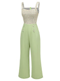 Green 1930s Plaid Dots Strap Jumpsuit