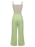 Green 1930s Plaid Dots Strap Jumpsuit