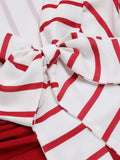 Red 1950s Stripes Patchwork Pencil Dress