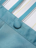 Blue 1950s Stripes Patchwork Pocketed Dress