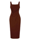 [Pre-Sale] 2PCS 1960s Solid Bodycon Dress & Floral Outwear