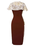 [Pre-Sale] 2PCS 1960s Solid Bodycon Dress & Floral Outwear